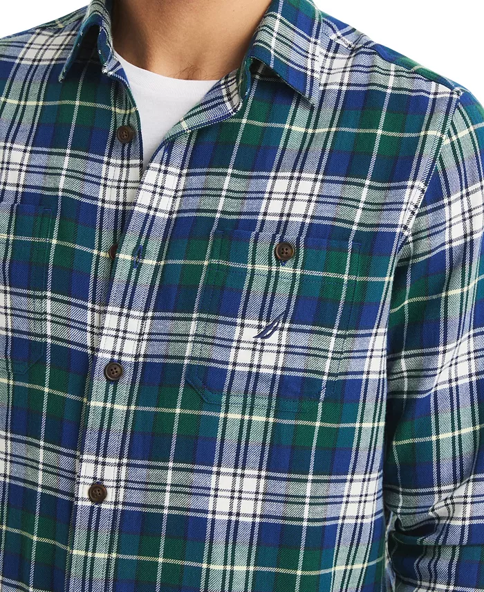 Men's Straight Collar Plaid Shirt - thumbnail 2