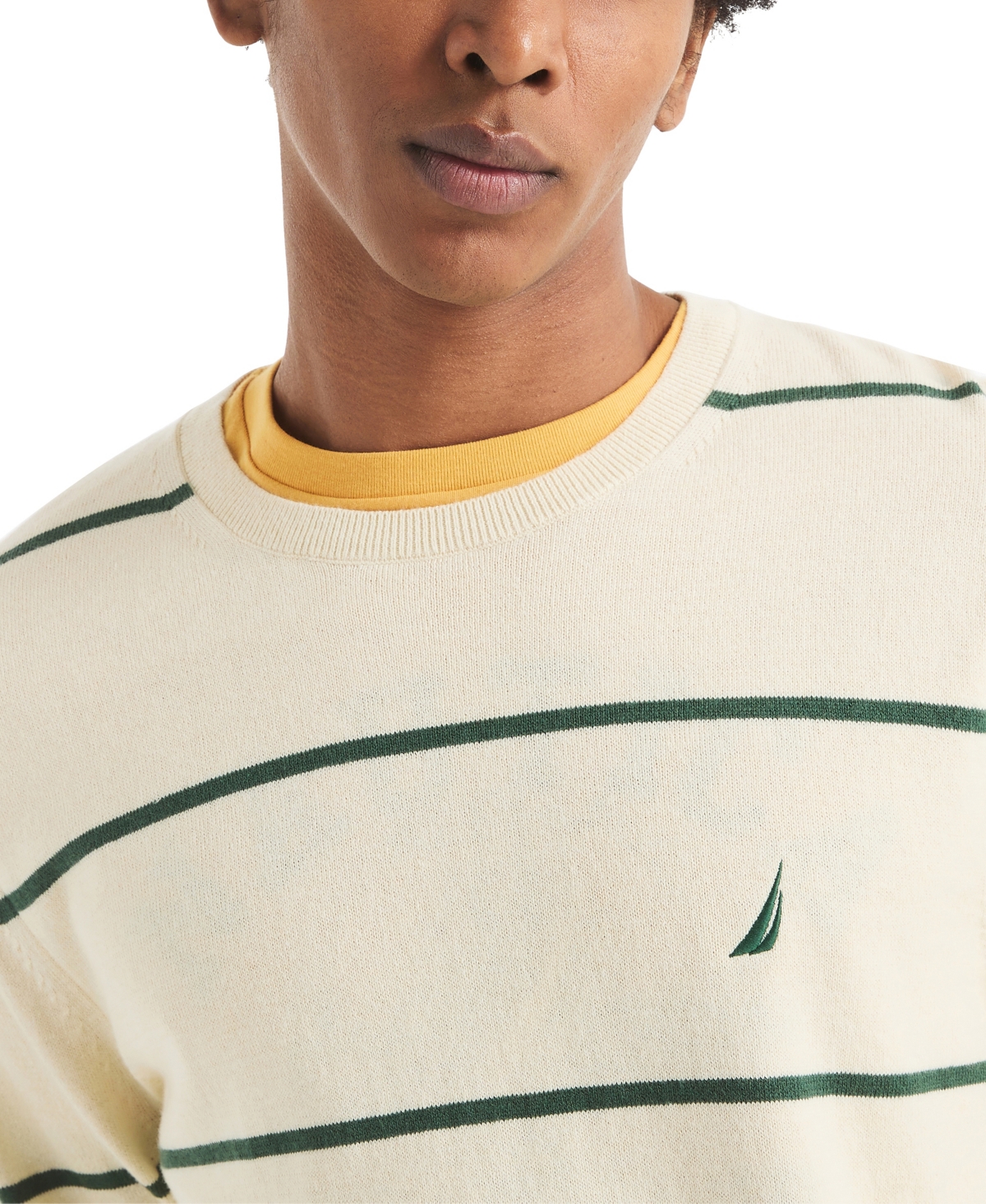 Nautica Men's Performance Striped Crewneck Sweater In Brown