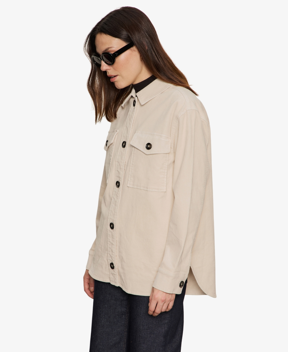 Sanctuary The Stretch Cotton Corduroy Shacket In Neutral