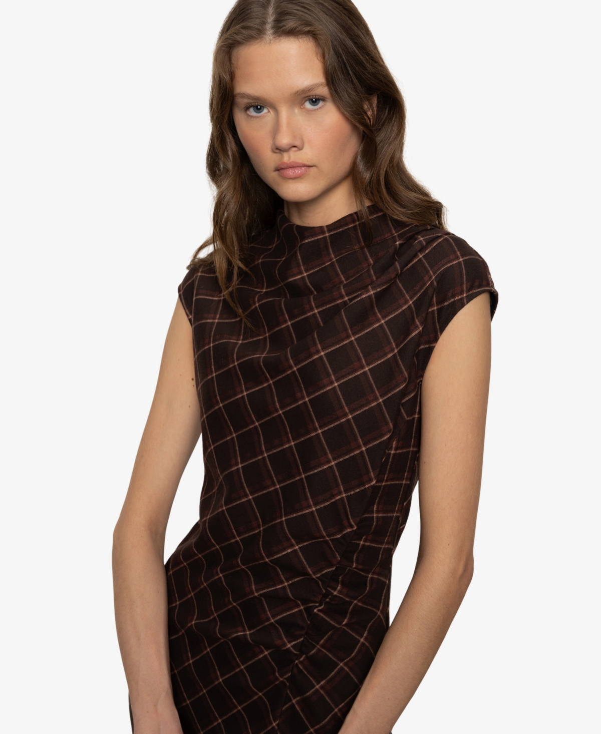 Sanctuary Autumn's Best Plaid Midi Dress In Brown
