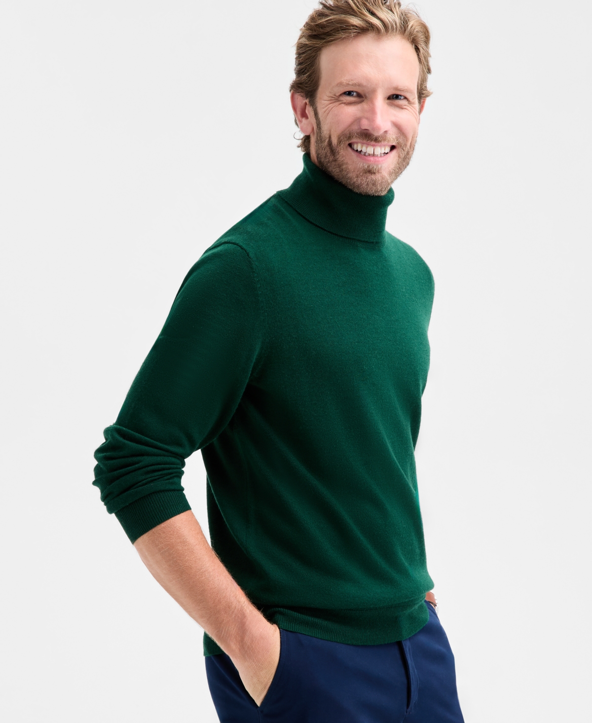 Club Room Men's Merino Wool Blend Turtleneck Sweater, Created For Macy's In Green