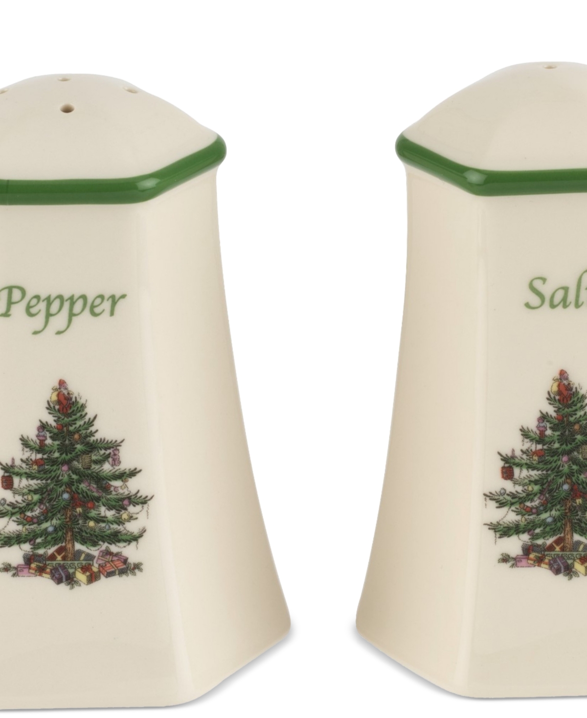 Spode Christmas Tree Hexagonal Salt & Pepper Set In Multi