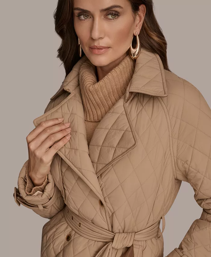 Women's Belted Maxi Quilted Coat - thumbnail 6