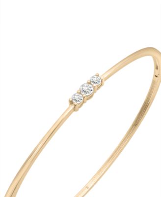 Diamond Three Stone Bangle Bracelet (1/4 ct. t.w.) in 10k Gold, Macy's Exclusive