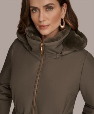 Women's Faux-Fur-Collar Short Puffer Coat