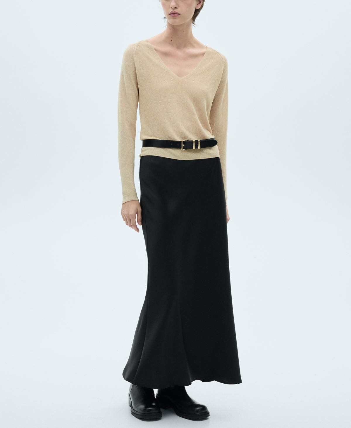 Mango Women's V-Neck Lurex Sweater