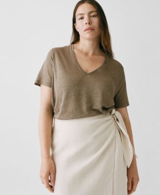 Women's V-Neck Linen T-Shirt