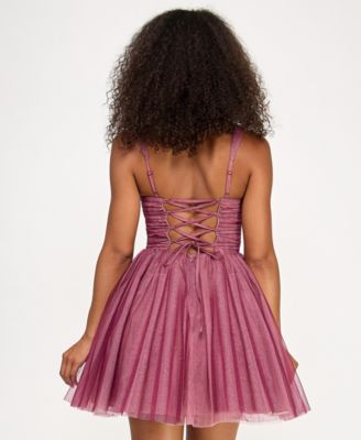 Juniors' Sweetheart Neck Short Dress