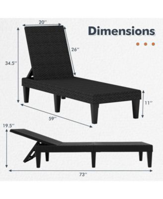 Outdoor Chaise Lounger Chair 3-Position Reclining Chair with Waterproof Rattan