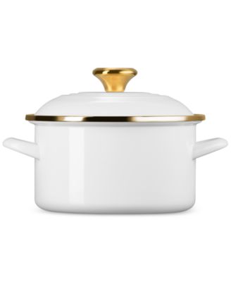Enamel on Steel 3.8-Quart Petite Stockpot with Gold Rim