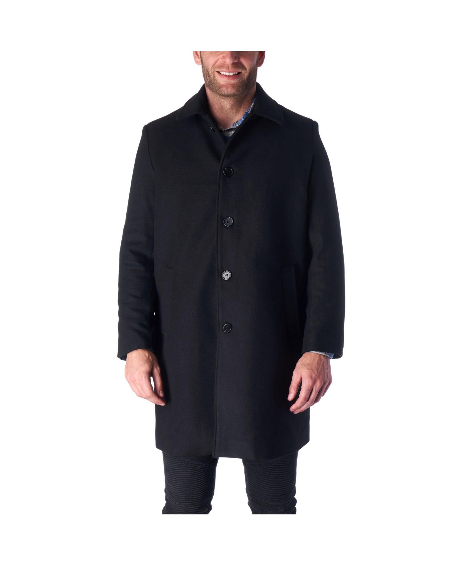 Orson Mens Wool Blend Top Coat Winter Car Coat Long Tailored Jacket
