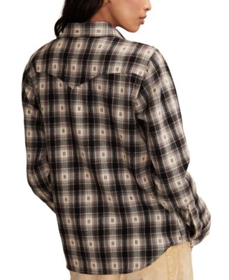 Women's Western Flannel Long Sleeve Button Down Shirt