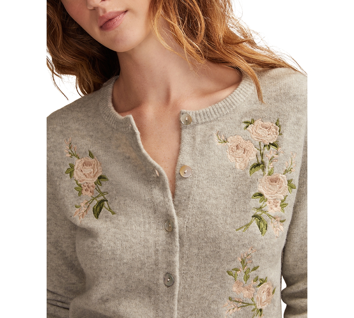 Lucky Brand Cloud Soft Embroidered Cardigan In Multi