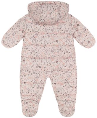 Baby Girls Double Zip Floral Pram Snowsuit