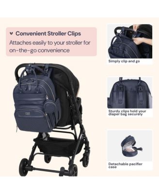 Kids Premium Faux Leather Diaper Bag Backpack Spacious & Stylish Nappy Organizer Midnight Blue