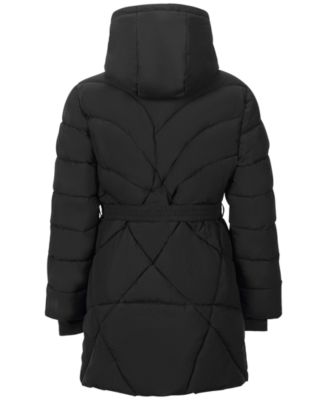 Big Girls' Quilted Belted Stadium Jacket