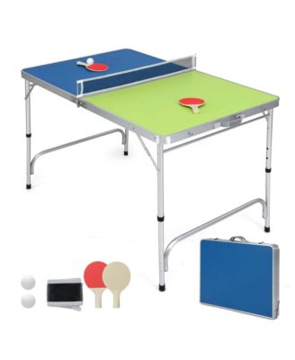 47" x 30" Mini Table Tennis Table with Adjustable Height for Indoor Outdoor