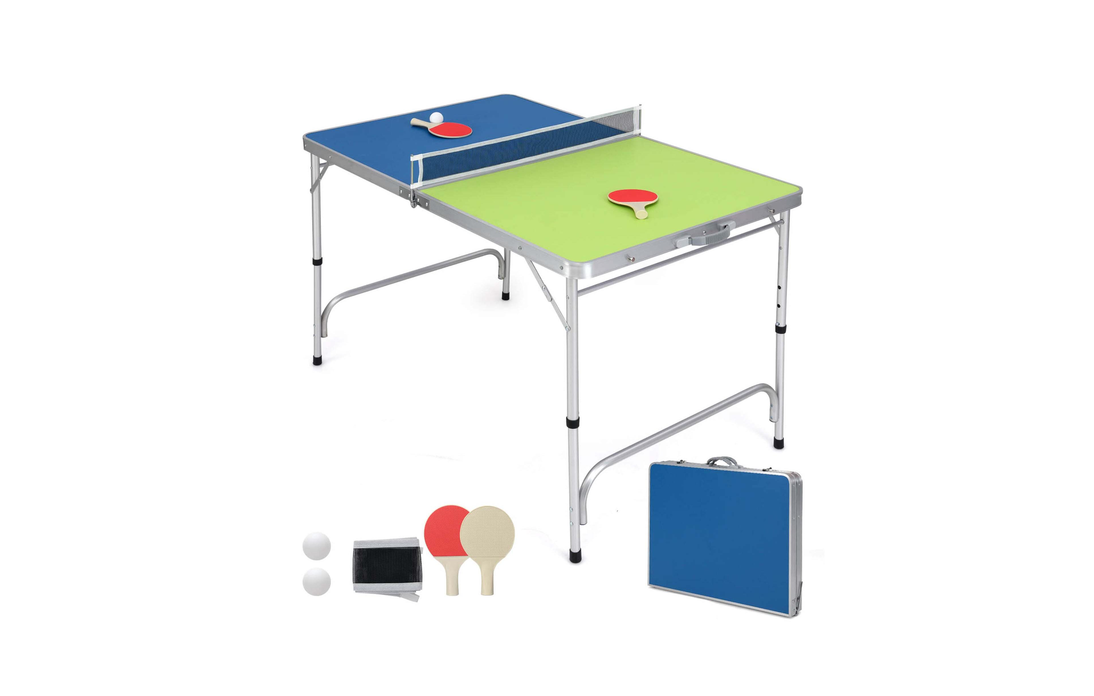 47" x 30" Mini Table Tennis Table with Adjustable Height for Indoor Outdoor