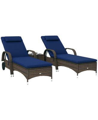 Pool Furniture, 2 Lounge Chairs & Table, Wheels