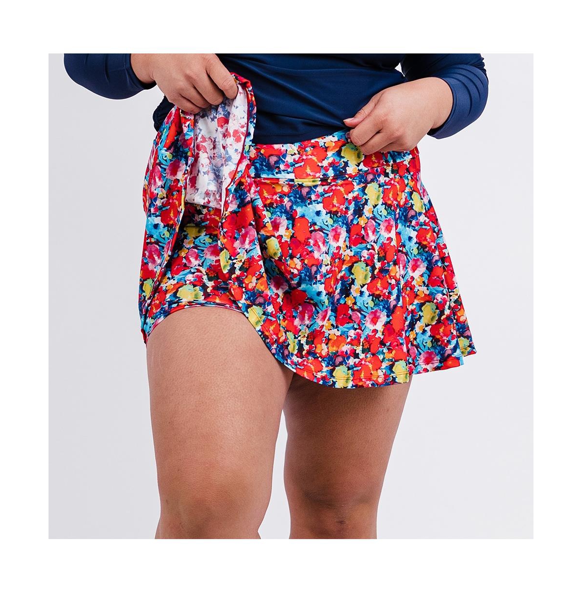 Calypsa Plus Flowy Swim Skirt With Attached Shorts