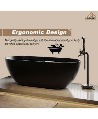 69" x 30" Solid Surface Stone Freestanding Soaking Bathtub