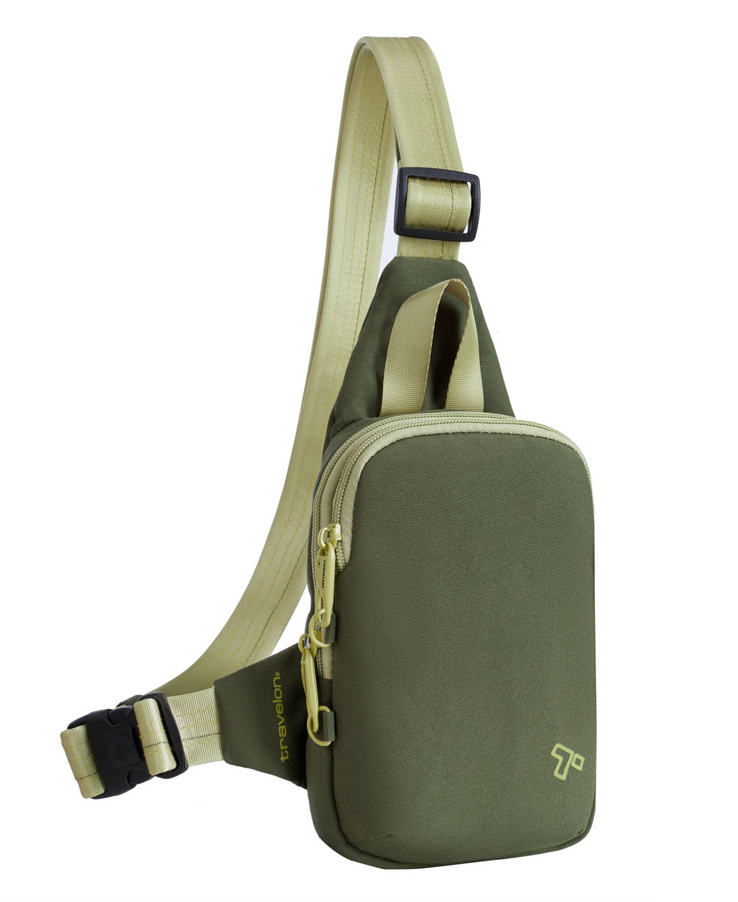Сумка Travelon Anti-Theft The Voyages Compact Sling, цвет: Оливковый — фото 3