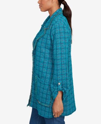 Petite Open Front Tweed Patch Pocket Jacket