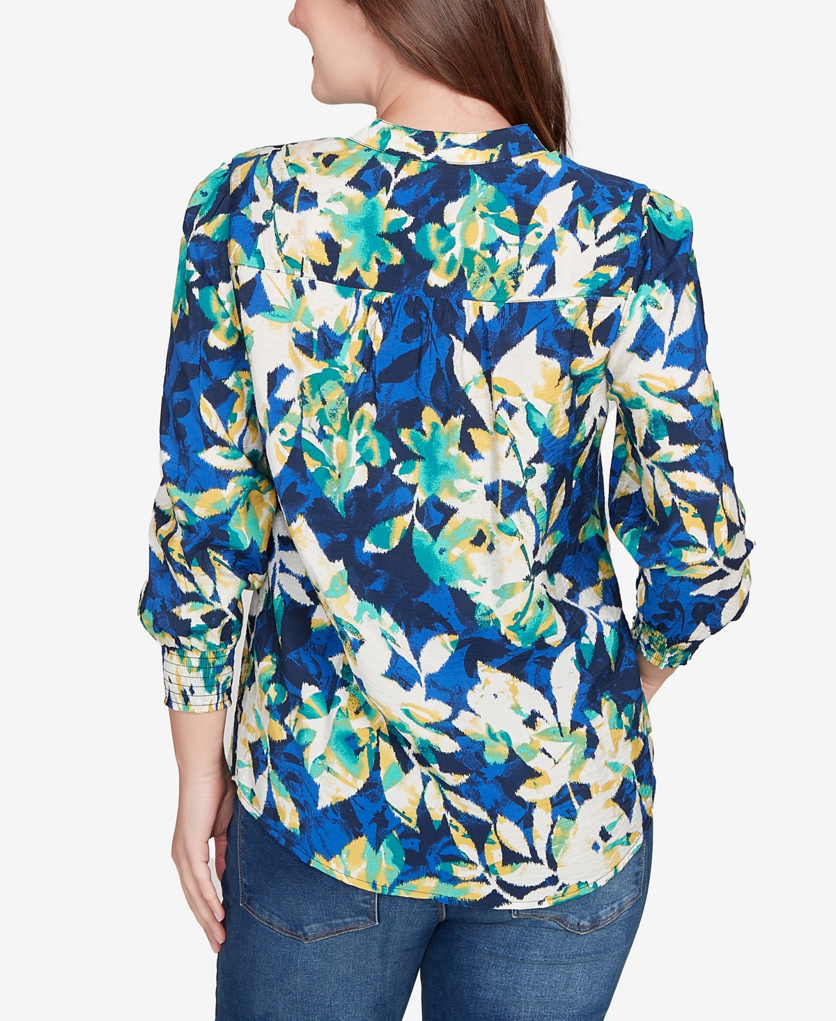 Ruby Rd. Petite Floral Silky Voile Button Down Top In Multi