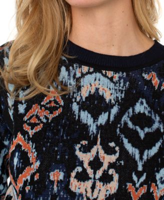 Petite Dropped Shoulder Jacquard Sweater