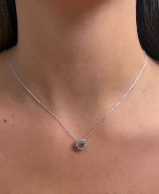 Chocolate Diamond & Nude Diamond (1/2 ct. t.w.) Halo Adjustable 20" Pendant Necklace in 14k White Gold