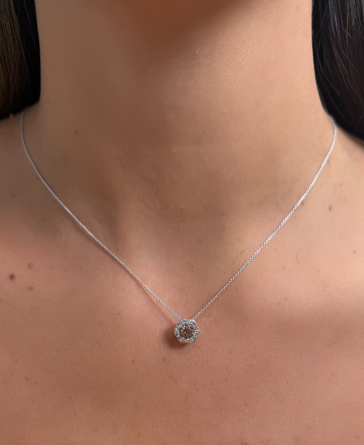Le Vian Chocolate Diamond & Nude Diamond (1/2 Ct. T.w.) Halo Adjustable 20" Pendant Necklace In 14k White Go In Gold