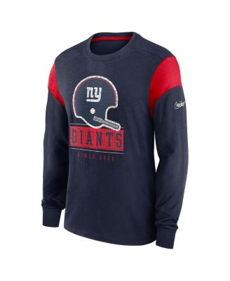 Men's Heather Navy New York Giants Rewind Playback Helmet Long Sleeve T-Shirt