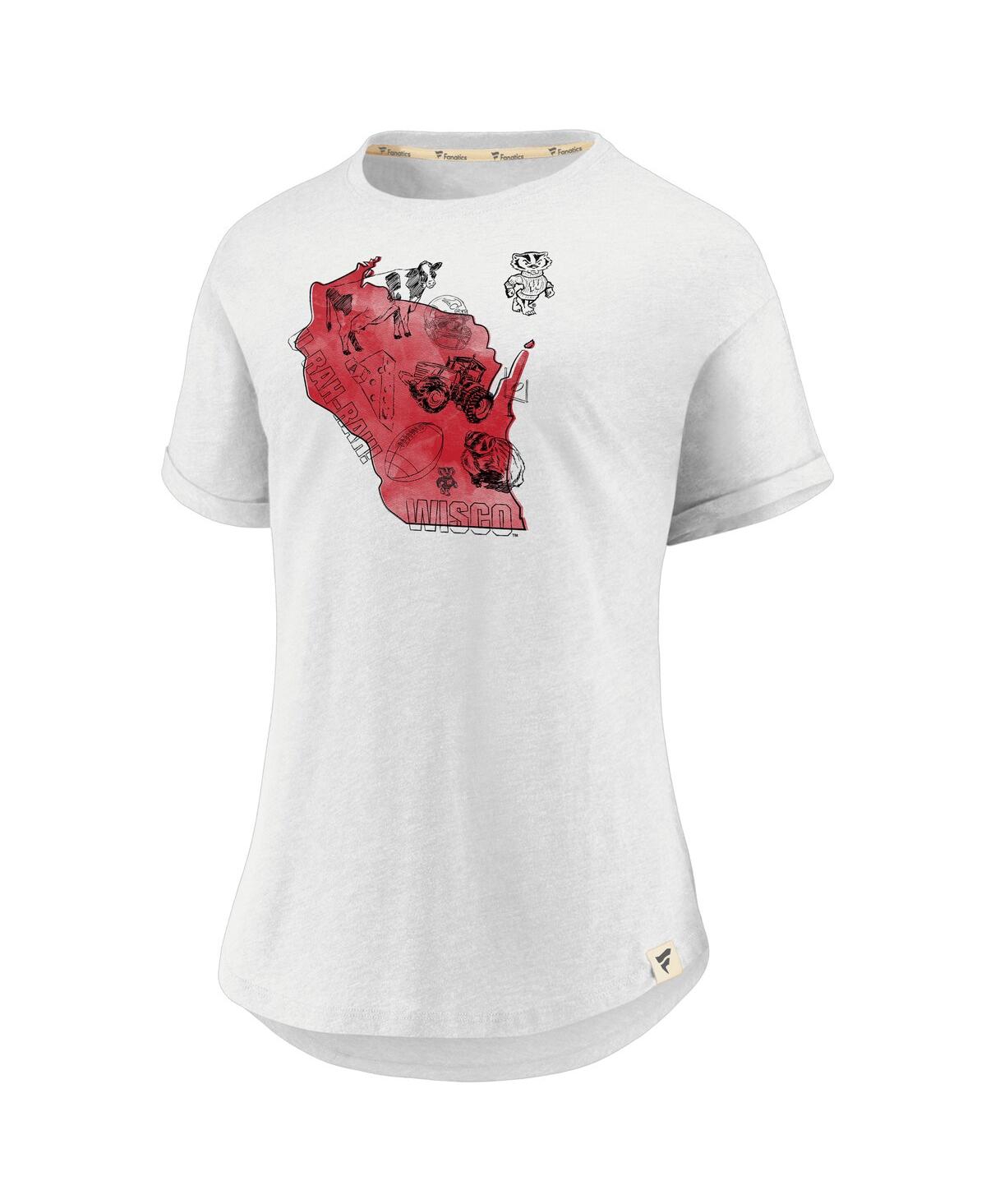 Fanatics Women's White Wisconsin Badgers True Classics Home State T-shirt In Multi