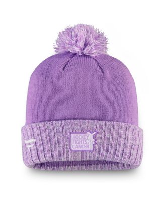 Men's Heather Purple Vancouver Canucks Hockey Fights Cancer Cuffed Knit with Pom Hat