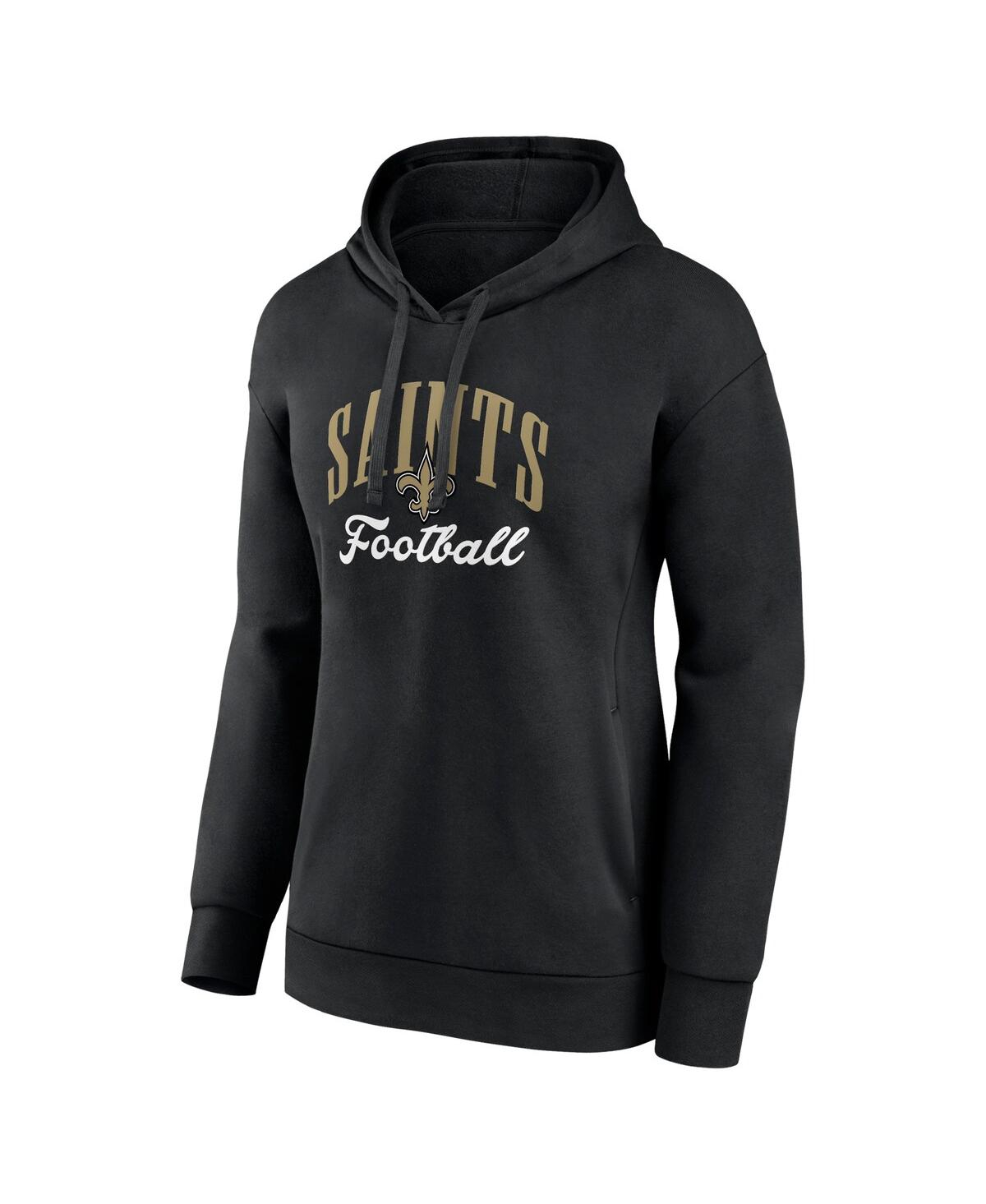 Fanatics Women's Black New Orleans Saints Team Logo Victory Script Pullover Hoodie In Black