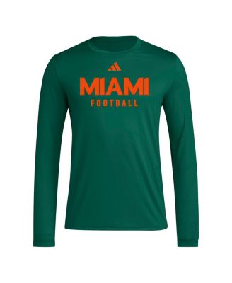 Men's Green Miami Hurricanes Locker Practice Football Pre-Game Long Sleeve T-Shirt