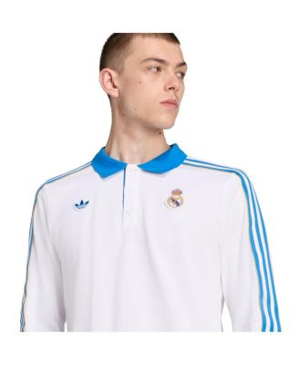 Men's White Real Madrid Terrace Icons Long Sleeve Polo Shirt