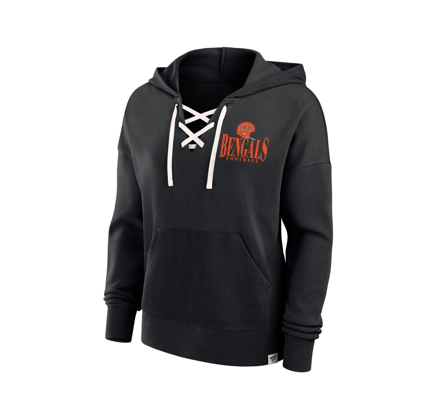 Women's Black Cincinnati Bengals Blitz Left Lace-Up Pullover Hoodie