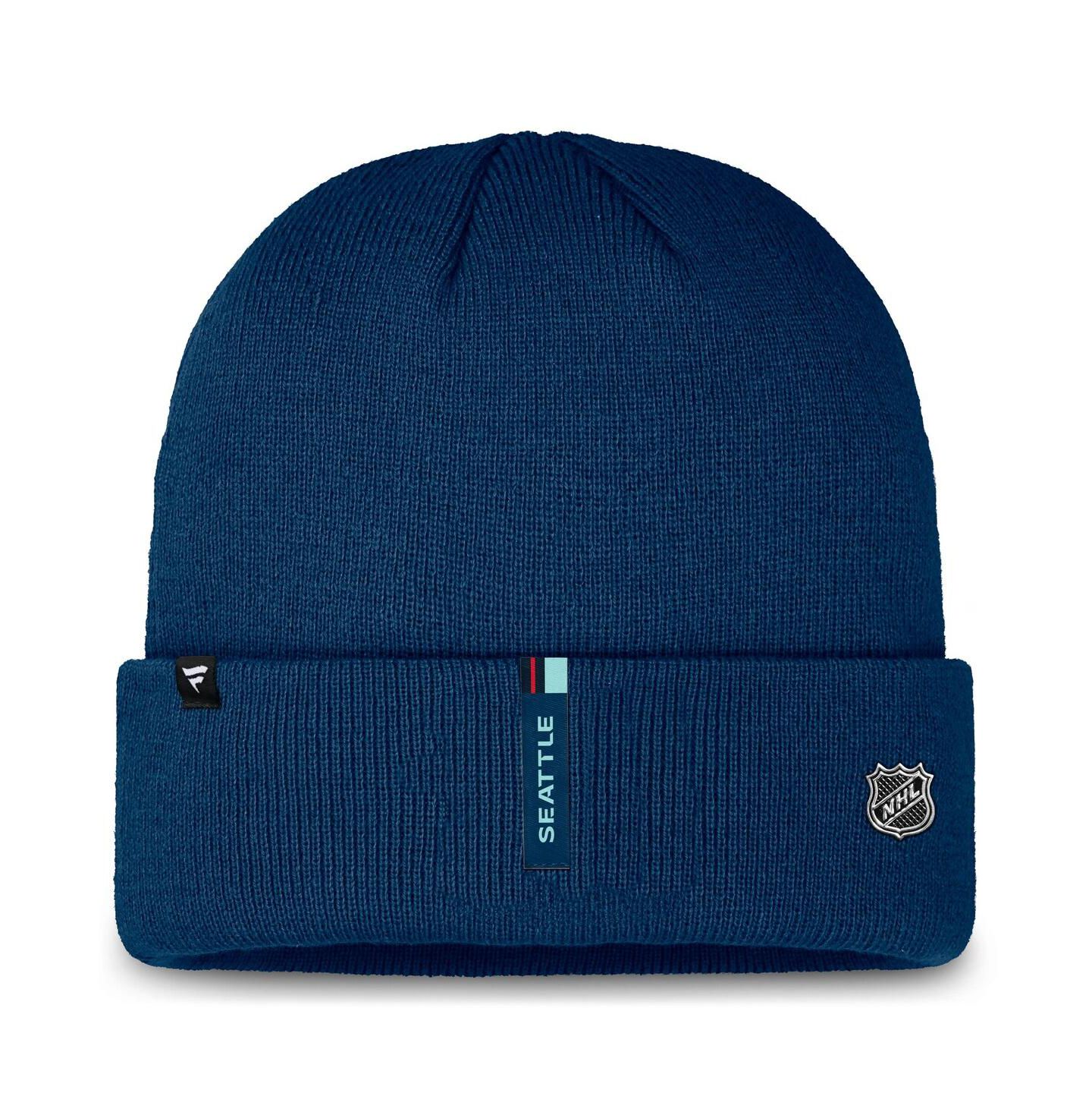 Мужская шапка Fanatics Deep Sea Blue Seattle Kraken Authentic Pro Cuffed Knit Hat — фото 2