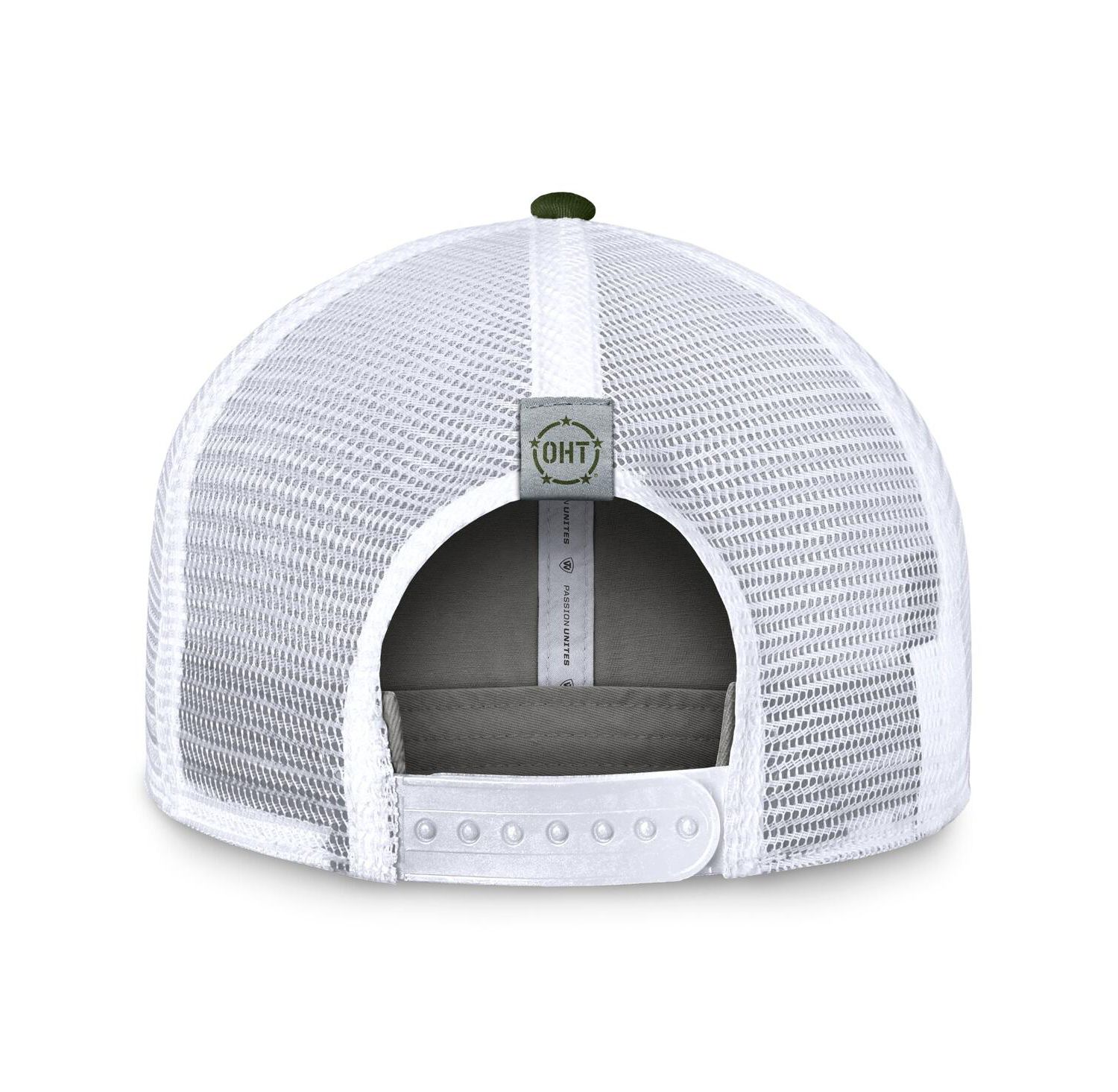 Men's Gray/Green Mississippi State Bulldogs OHT Military Appreciation Badge Trucker Adjustable Hat