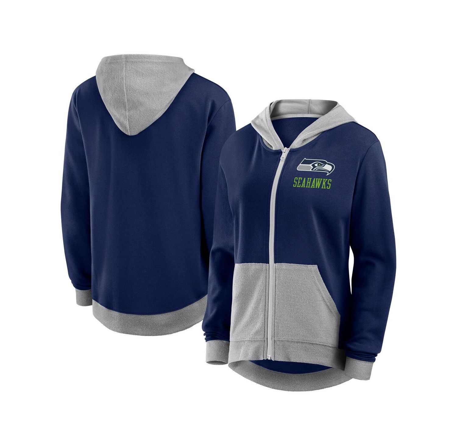 Women's College Navy Seattle Seahawks Hit It French Terry Full-Zip Hoodie