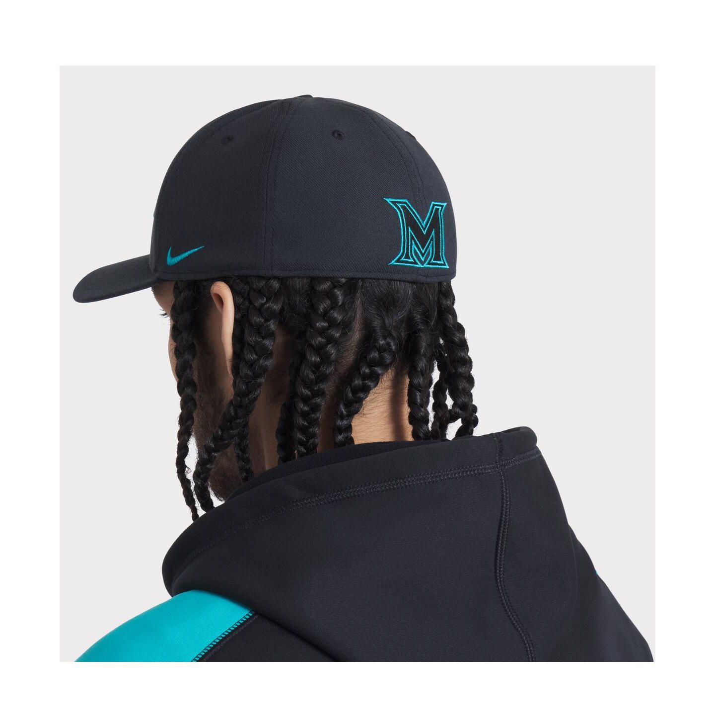 Мужская кепка Nike Black Miami Marlins 2025 City Connect Performance Swoosh Flex Hat — фото 3