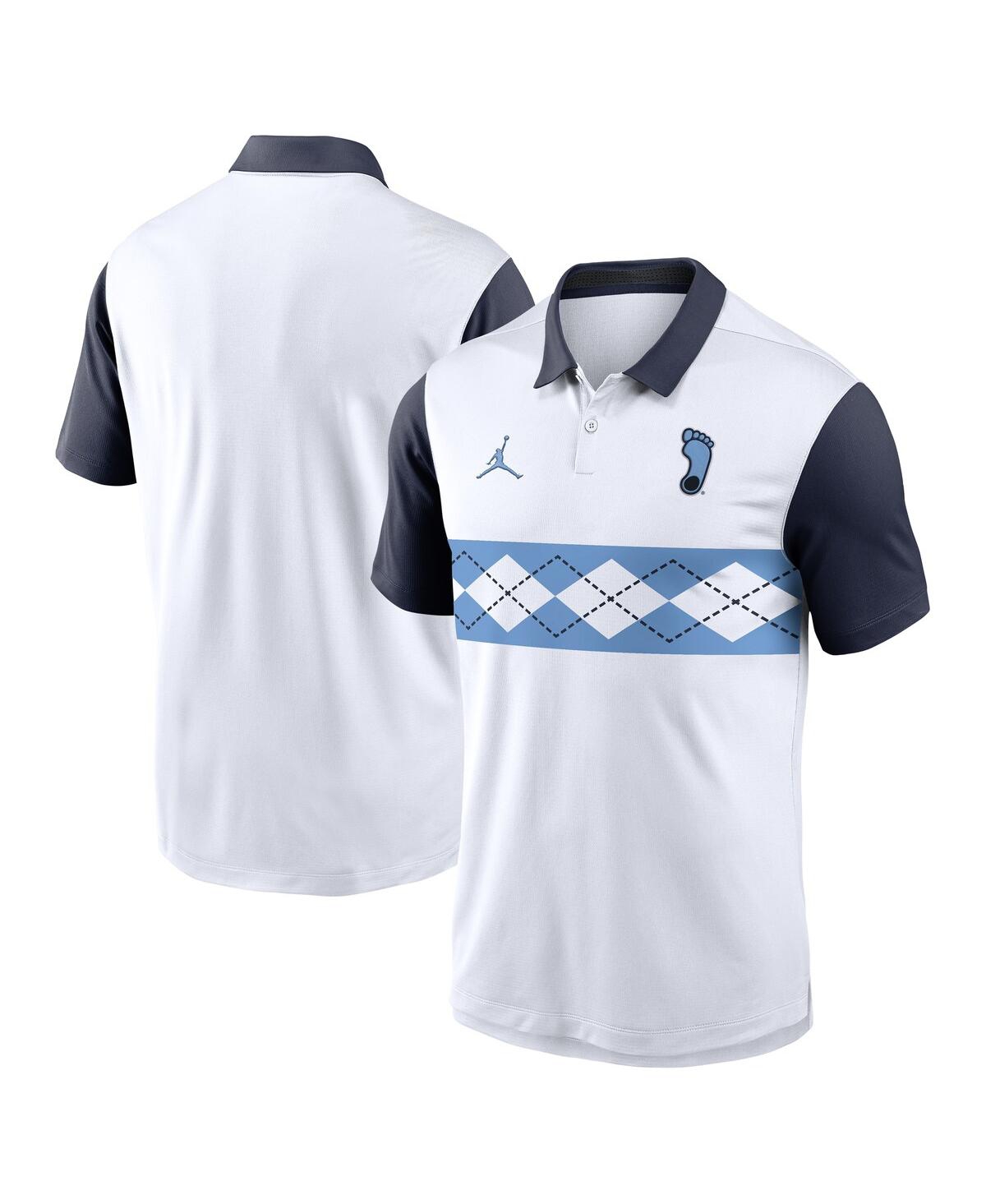 Jordan Men's White/navy North Carolina Tar Heels Athletic Prep Alt Logo Vapor Performance Polo Shirt In Multi