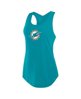 Women's Aqua Miami Dolphins Iron Fan Tank Top
