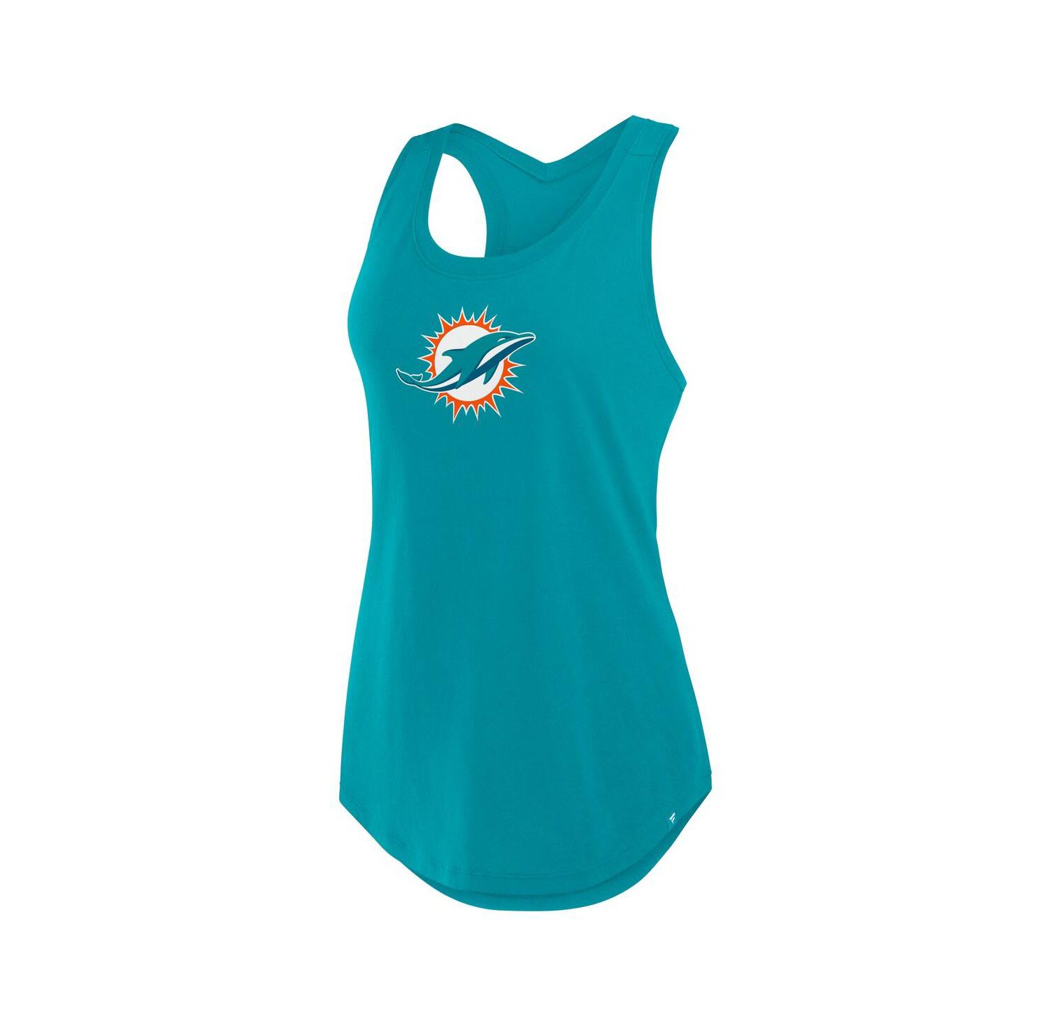 Women's Aqua Miami Dolphins Iron Fan Tank Top