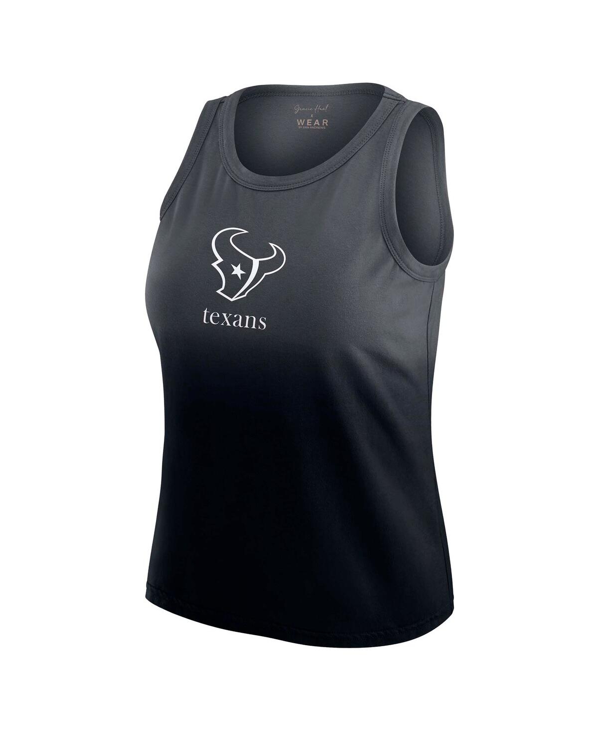 Wear By Erin Andrews Women's X Gracie Hunt Navy Houston Texans Ombre Tank Top In Black