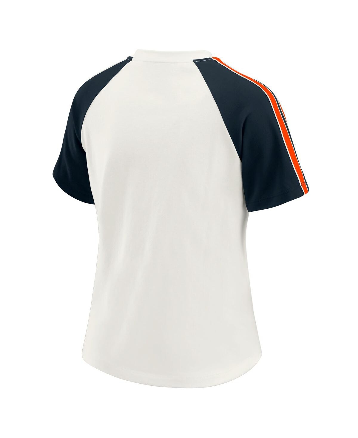 Wear By Erin Andrews White Chicago Bears Sleeve Stripe Distressed Raglan T-shirt In White