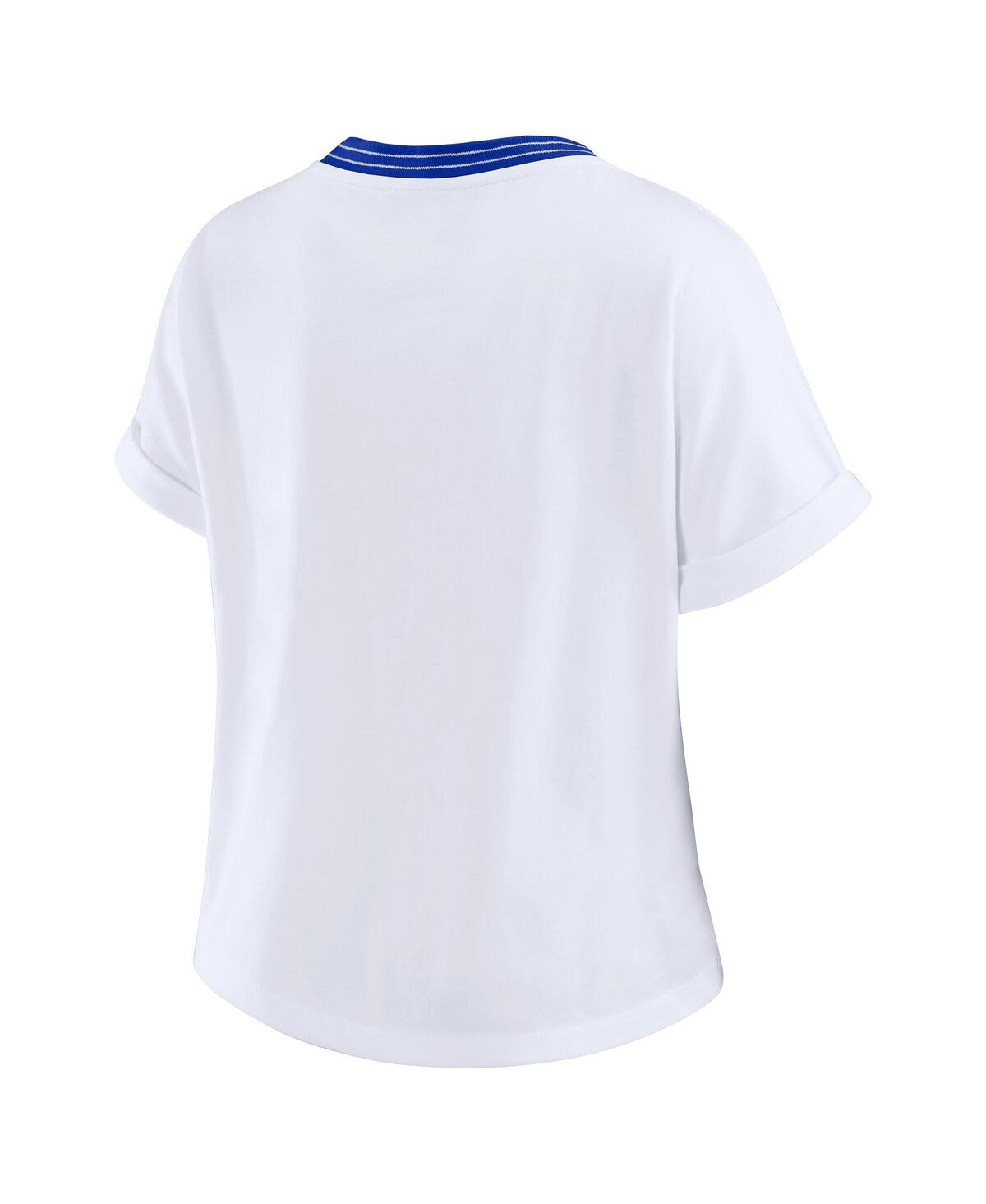 Wear By Erin Andrews White Los Angeles Rams Cropped Center Stripe Dolman T-shirt In White