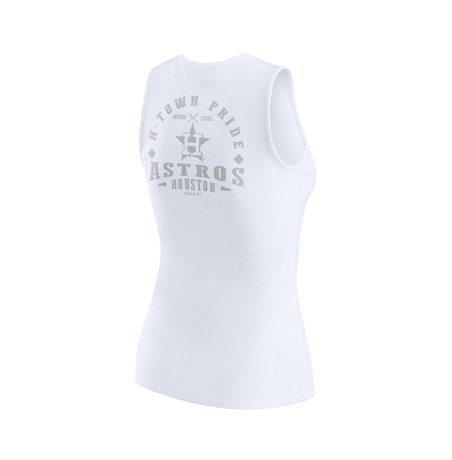 Женский топ WEAR by Erin Andrews White Houston Astros Rib-Knit Henley — фото 3