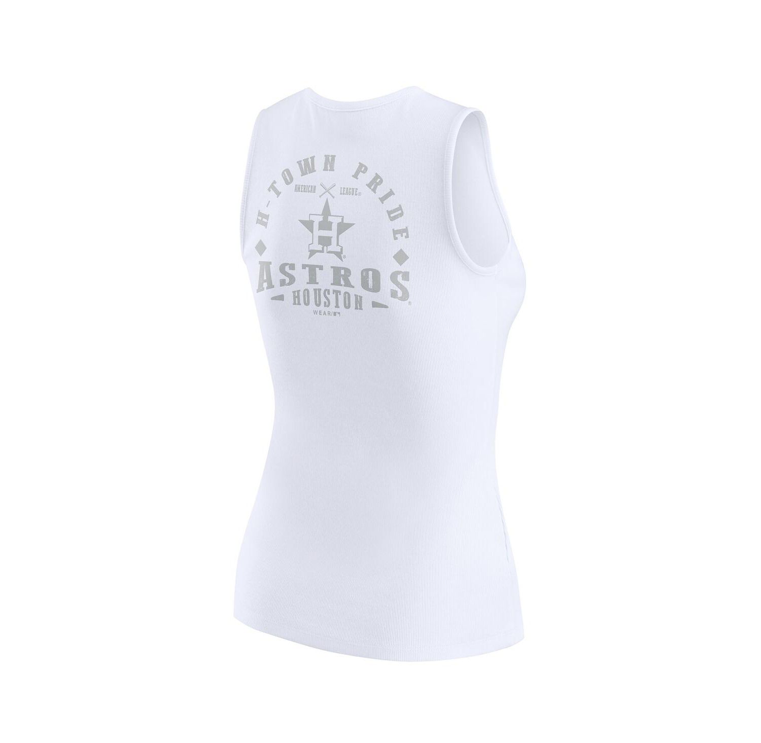 Women's White Houston Astros Rib-Knit Henley Tank Top